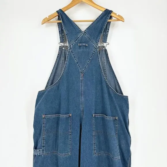 VTG 2003 Old Navy Cropped Bib Denim Overalls Women XL Y2K Grunge Loose Carpenter - Picture 8 of 12
